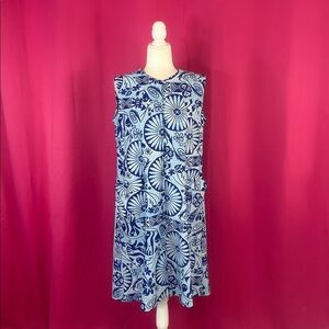 Vintage 70s blue mandala shift dress, 14